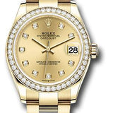 Rolex Yellow Gold Datejust 31 Watch - Diamond Bezel - Champagne Diamond Dial - Oyster Bracelet - 278288RBR chdo