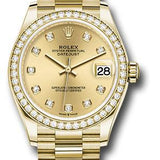 Rolex Yellow Gold Datejust 31 Watch - Diamond Bezel - Champagne Diamond Dial - President Bracelet - 278288RBR chdp