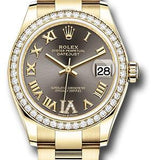 Rolex Yellow Gold Datejust 31 Watch - Diamond Bezel - Dark Grey Diamond Six Dial - Oyster Bracelet - 278288RBR dkgdr6o