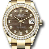 Rolex Yellow Gold Datejust 31 Watch - Diamond Bezel - Dark Mother-of-Pearl Diamond Dial - Oyster Bracelet - 278288RBR dkmdo