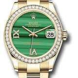 Rolex Yellow Gold Datejust 31 Watch - Diamond Bezel - Malachite Diamond Six and Nine Dial - Oyster Bracelet - 278288RBR madr69o