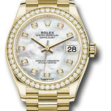 Rolex Yellow Gold Datejust 31 Watch - Diamond Bezel - Mother-of-Pearl Diamond Dial - President Bracelet - 278288RBR mdp