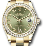 Rolex Yellow Gold Datejust 31 Watch - Diamond Bezel - Olive Green Diamond Six Dial - Oyster Bracelet - 278288RBR ogdr6o