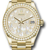 Rolex Yellow Gold Datejust 31 Watch - Diamond Bezel - Paved Mother-of-Pearl Butterfly Dial - President Bracelet - 278288RBR pmopbp