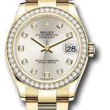 Rolex Yellow Gold Datejust 31 Watch - Diamond Bezel - Silver Diamond Dial - Oyster Bracelet - 278288RBR sdo