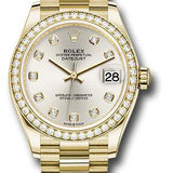 Rolex Yellow Gold Datejust 31 Watch - Diamond Bezel - Silver Diamond Dial - President Bracelet - 278288RBR sdp