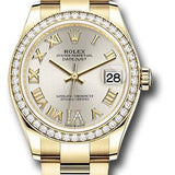 Rolex Yellow Gold Datejust 31 Watch - Diamond Bezel - Silver Diamond Six Dial - Oyster Bracelet - 278288RBR sdr6o