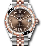 Rolex Steel and Everose Gold Datejust 31 Watch - 24 Diamond Bezel - Dark Rhodium Diamond Roman VI Dial - Jubilee Bracelet - 278341RBR chodr6j