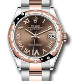 Rolex Steel and Everose Gold Datejust 31 Watch - 24 Diamond Bezel - Dark Rhodium Diamond Roman VI Dial - Oyster Bracelet - 278341RBR chodr6o