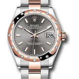 Rolex Steel and Everose Gold Datejust 31 Watch - 24 Diamond Bezel - Dark Rhodium Index Dial - Oyster Bracelet - 278341RBR dkrhio