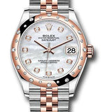 Rolex Steel and Everose Gold Datejust 31 Watch - 24 Diamond Bezel - Silver Diamond Dial - Jubilee Bracelet - 278341RBR mdj