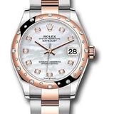 Rolex Steel and Everose Gold Datejust 31 Watch - 24 Diamond Bezel - Silver Diamond Dial - Oyster Bracelet - 278341RBR mdo