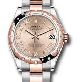 Rolex Steel and Everose Gold Datejust 31 Watch - 24 Diamond Bezel - Dark Rhodium Index Dial - Oyster Bracelet - 278341RBR roro