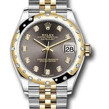 Rolex Steel and Yellow Gold Datejust 31 Watch - Domed Diamond Bezel - Dark Grey Diamond Dial - Jubilee Bracelet - 278343 dkgdj