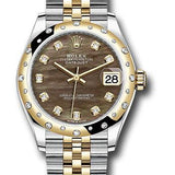 Rolex Steel and Yellow Gold Datejust 31 Watch - Domed Diamond Bezel - Dark Mother-of-Pearl Diamond Dial - Jubilee Bracelet - 278343 dkmdj