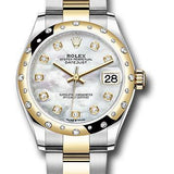 Rolex Steel and Yellow Gold Datejust 31 Watch - Domed Diamond Bezel - Mother-of-Pearl Diamond Dial - Oyster Bracelet - 278343 mdo