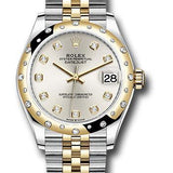 Rolex Steel and Yellow Gold Datejust 31 Watch - Domed Diamond Bezel - Silver Diamond Dial - Jubilee Bracelet - 278343 sdj