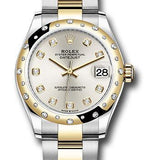 Rolex Steel and Yellow Gold Datejust 31 Watch - Domed Diamond Bezel - Silver Diamond Dial - Oyster Bracelet - 278343 sdo