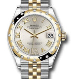 Rolex Steel and Yellow Gold Datejust 31 Watch - Domed Diamond Bezel - Silver Diamond Roman Six Dial - Jubilee Bracelet - 278343 sdr6j