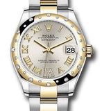 Rolex Steel and Yellow Gold Datejust 31 Watch - Domed Diamond Bezel - Silver Diamond Roman Six Dial - Oyster Bracelet - 278343 sdr6o