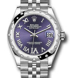 Rolex Steel and White Gold Datejust 31 Watch - Domed 24 Diamond Bezel - Aubergine Roman Diamond 6 Dial - Jubilee Bracelet - 2020 Release - 278344RBR aubdr6j