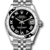 Rolex Steel and White Gold Datejust 31 Watch - Domed 24 Diamond Bezel - Black Roman Dial - Jubilee Bracelet - 2020 Release - 278344RBR bkrj