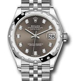 Rolex Steel and White Gold Datejust 31 Watch - Domed 24 Diamond Bezel - Dark Grey Diamond Dial - Jubilee Bracelet - 2020 Release - 278344RBR dkgdj