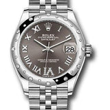 Rolex Steel and White Gold Datejust 31 Watch - Domed 24 Diamond Bezel - Dark Grey Roman Diamond 6 Dial - Jubilee Bracelet - 2020 Release - 278344RBR dkgdr6j