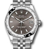 Rolex Steel and White Gold Datejust 31 Watch - Domed 24 Diamond Bezel - Dark Grey Index Dial - Jubilee Bracelet - 2020 Release - 278344RBR dkgij