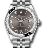 Rolex Steel and White Gold Datejust 31 Watch - Domed 24 Diamond Bezel - Dark Grey Roman Dial - Jubilee Bracelet - 2020 Release - 278344RBR dkgrj