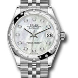 Rolex Steel and White Gold Datejust 31 Watch - Domed 24 Diamond Bezel - White Mother-Of-Pearl Diamond Dial - Jubilee Bracelet - 2020 Release - 278344RBR mdj