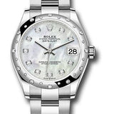 Rolex Steel and White Gold Datejust 31 Watch - Domed 24 Diamond Bezel - White Mother-Of-Pearl Diamond Dial - Oyster Bracelet - 2020 Release - 278344RBR mdo