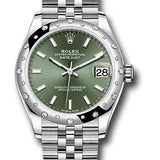 Rolex Steel and White Gold Datejust 31 Watch - Domed 24 Diamond Bezel - Mint Green Index Dial - Jubilee Bracelet - 2020 Release - 278344RBR mgij