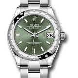 Rolex Steel and White Gold Datejust 31 Watch - Domed 24 Diamond Bezel - Mint Green Index Dial - Oyster Bracelet - 2020 Release - 278344RBR mgio