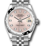 Rolex Steel and White Gold Datejust 31 Watch - Domed 24 Diamond Bezel - Pink Diamond Dial - Jubilee Bracelet - 2020 Release - 278344RBR pdj