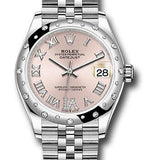 Rolex Steel and White Gold Datejust 31 Watch - Domed 24 Diamond Bezel - Pink Roman Diamond 6 Dial - Jubilee Bracelet - 2020 Release - 278344RBR pdr6j