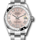 Rolex Steel and White Gold Datejust 31 Watch - Domed 24 Diamond Bezel - Pink Roman Diamond 6 Dial - Oyster Bracelet - 2020 Release - 278344RBR pdr6o