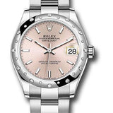 Rolex Steel and White Gold Datejust 31 Watch - Domed 24 Diamond Bezel - Pink Index Dial - Oyster Bracelet - 2020 Release - 278344RBR pio