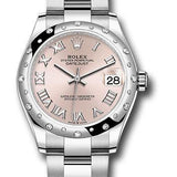 Rolex Steel and White Gold Datejust 31 Watch - Domed 24 Diamond Bezel - Pink Roman Dial - Oyster Bracelet - 2020 Release - 278344RBR pro