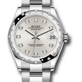 Rolex Steel and White Gold Datejust 31 Watch - Domed 24 Diamond Bezel - Silver Diamond Dial - Oyster Bracelet - 2020 Release - 278344RBR sdo