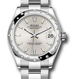 Rolex Steel and White Gold Datejust 31 Watch - Domed 24 Diamond Bezel - Silver Index Dial - Oyster Bracelet - 2020 Release - 278344RBR sio