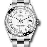 Rolex Steel and White Gold Datejust 31 Watch - Domed 24 Diamond Bezel - White Roman Dial - Oyster Bracelet - 2020 Release - 278344RBR wro