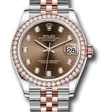 Rolex Steel and Everose Gold Datejust 31 Watch - 46 Diamond Bezel - Chocolate Diamond Dial - Jubilee Bracelet - 278381RBR chodj