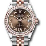 Rolex Steel and Everose Gold Datejust 31 Watch - 46 Diamond Bezel - Chocolate Diamond Roman VI Dial - Jubilee Bracelet - 278381RBR chodr6j