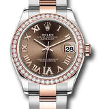 Rolex Steel and Everose Gold Datejust 31 Watch - 46 Diamond Bezel - Chocolate Diamond Roman VI Dial - Oyster Bracelet - 278381RBR chodr6o