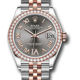 Rolex Steel and Everose Gold Datejust 31 Watch - 46 Diamond Bezel - Dark Rhodium Diamond Roman VI Dial - Jubilee Bracelet - 278381RBR dkrhdr6j