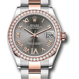 Rolex Steel and Everose Gold Datejust 31 Watch - 46 Diamond Bezel - Dark Rhodium Diamond Roman VI Dial - Oyster Bracelet - 278381RBR dkrhdr6o