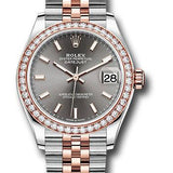 Rolex Steel and Everose Gold Datejust 31 Watch - 46 Diamond Bezel - Dark Rhodium Index Dial - Jubilee Bracelet - 278381RBR dkrhij