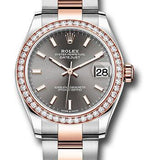 Rolex Steel and Everose Gold Datejust 31 Watch - 46 Diamond Bezel - Dark Rhodium Index Dial - Oyster Bracelet - 278381RBR dkrhio