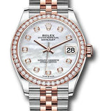 Rolex Steel and Everose Gold Datejust 31 Watch - 46 Diamond Bezel - Mother-of-Pearl Diamond Dial - Jubilee Bracelet - 278381RBR mdj